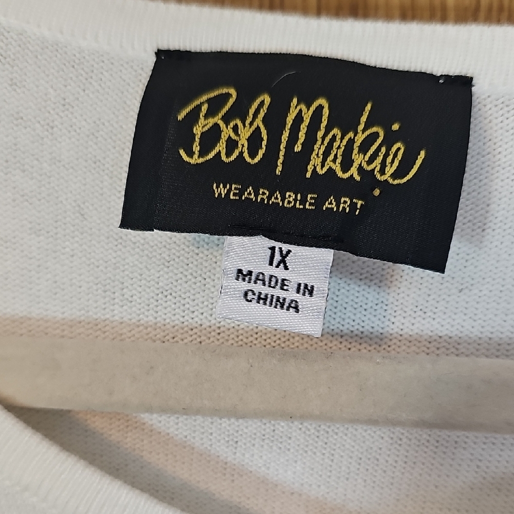 Bob Mackie Cream and Gold Embellished Cardigan - Picture 2 of 10